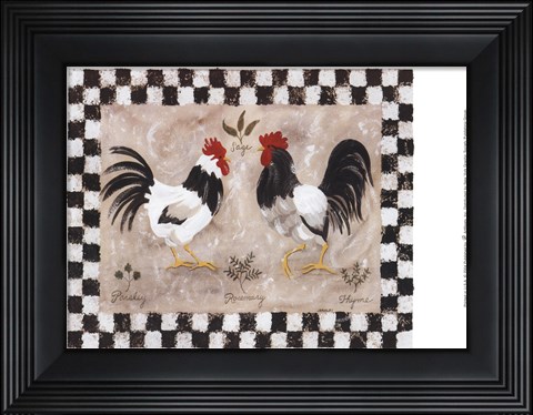 Framed Two Roosters Print