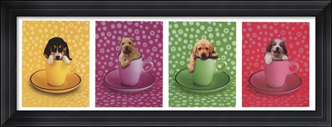 Framed Four Puppies Print
