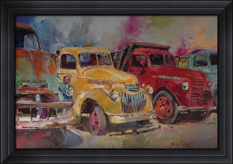 Framed Trucks In Montrose Print