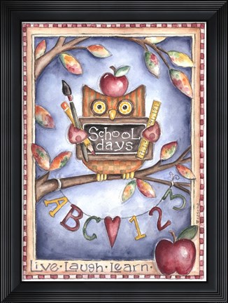 Framed Owl Live Laugh Learn Print