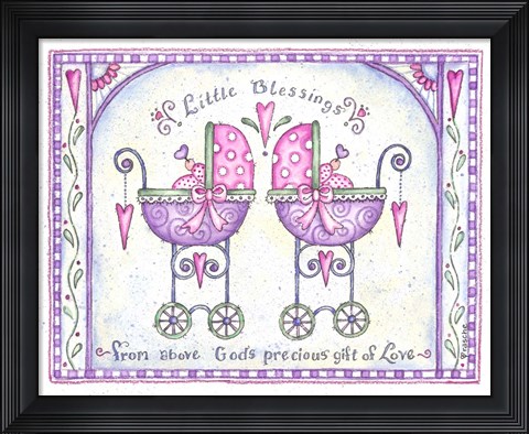Framed Twin Baby Carriages Print