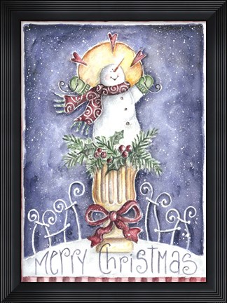 Framed Merry Christmas Snowman Print