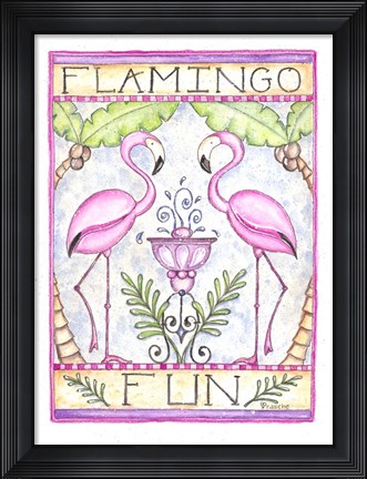 Framed Flamingo Fun Print