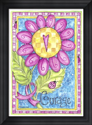 Framed Breast Cancer Awareness: Courage Flower Print