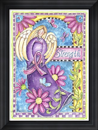 Framed Breast Cancer Awareness: Strength Angel Print