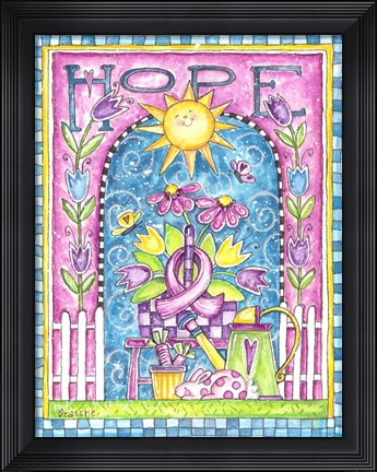 Framed Breast Cancer Awareness: Hope Garden Print