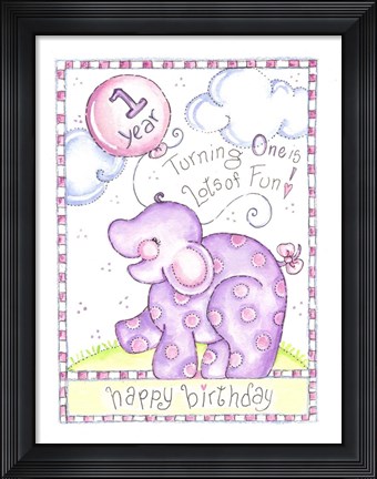 Framed First Birthday Elephant Print