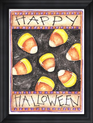 Framed Happy Halloween Candy Corn Print