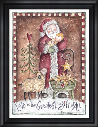 Framed Love is The Greatest Gift Santa Print