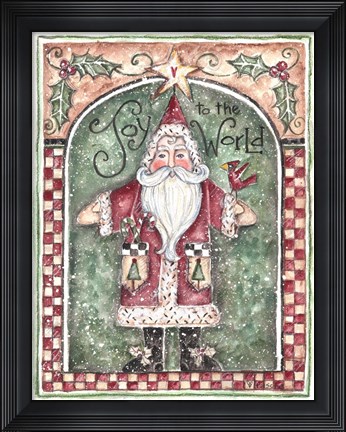 Framed Joy To The World Santa Print
