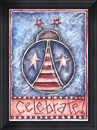 Framed Celebrate Patriotic Ladybug Print