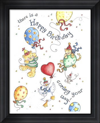 Framed Happy B-Day Coming Your Way Print