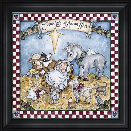Framed Come Let Us Adore Him Print