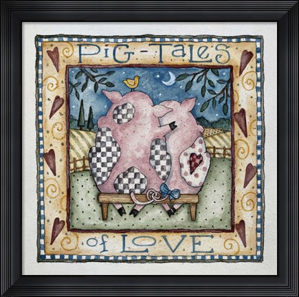 Framed Pig-Tales Of Love Print