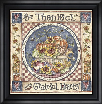 Framed Bee Thankful Print