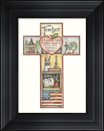 Framed Teacher Cross Print