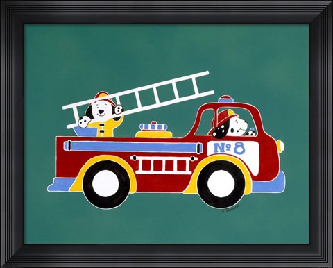 Framed No. 8 Fire Truck Print