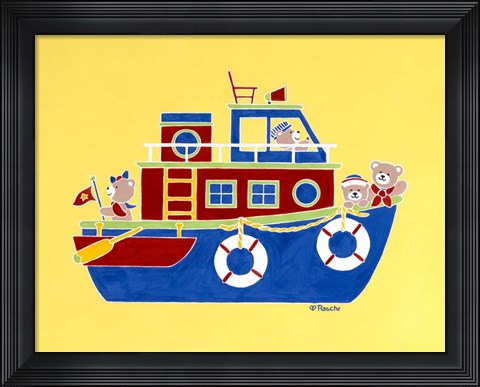 Framed Boating Bears Print