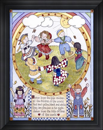 Framed Jesus Loves The Little Children Print
