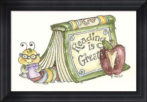 Framed Bookworm In Book Print
