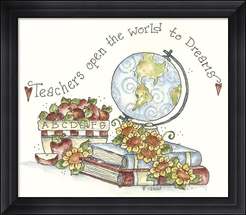 Framed Globe And Books Print