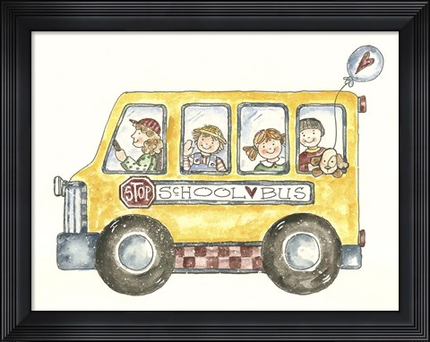 Framed School Bus With Balloon Print