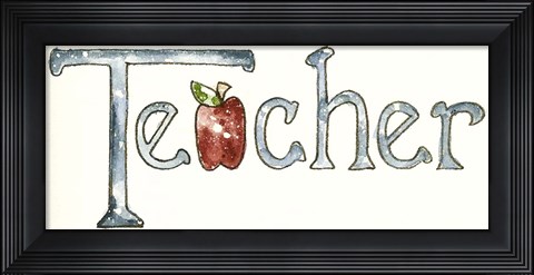 Framed Teacher With Apple Print