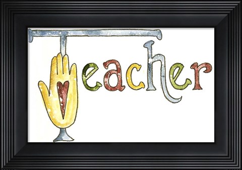 Framed Teacher With Heart Hand Print