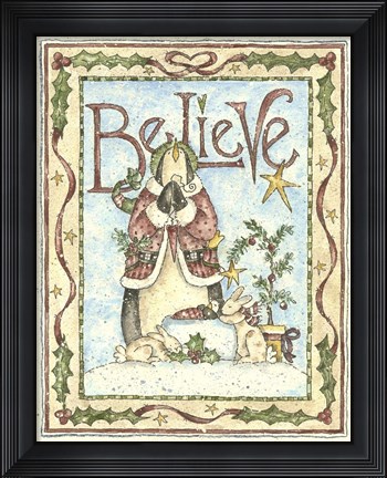 Framed Believe Penguin Print