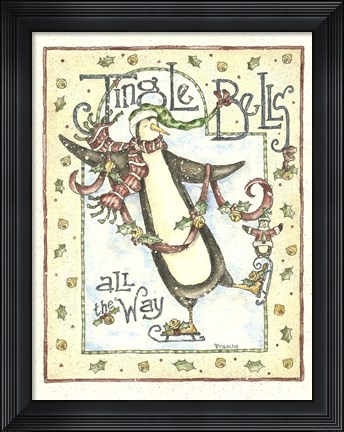Framed Jingle Bells Penguin Print