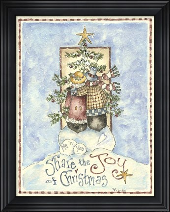 Framed Share The Joy Of Christmas Penguins Print