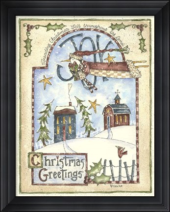Framed Spreading Christmas Joy Penguin Print