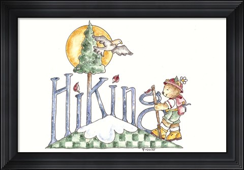 Framed Hiking Bear Print