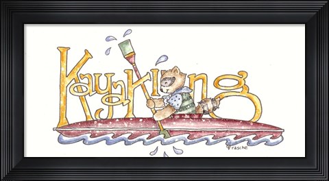 Framed Kayaking Raccoon Print