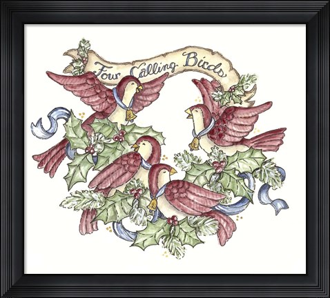 Framed Four Calling Birds Print