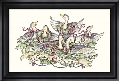 Framed Six Geese A Laying Print