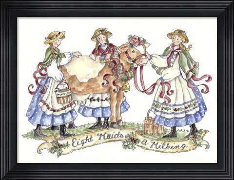 Framed Eight Maids A Milking Print