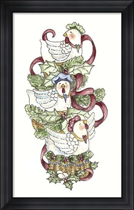 Framed French Hens Stocking Print