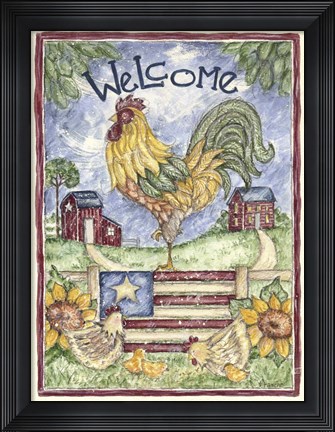 Framed Welcome Rooster Print