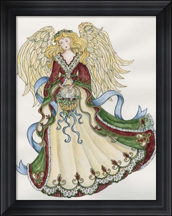 Framed Angel With Basket And Dove Print