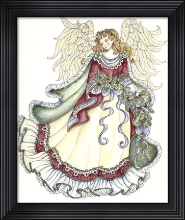 Framed Angel With Candle Print
