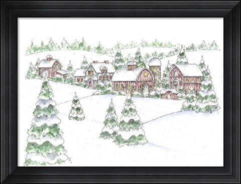 Framed Winter Farm Print