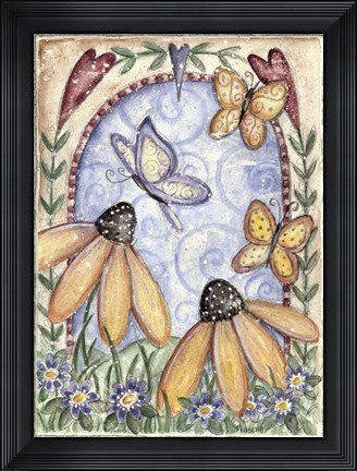 Framed Garden Flowers &amp; Butterflies Print