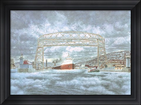 Framed Edmund Fitz Leaving Dock Print