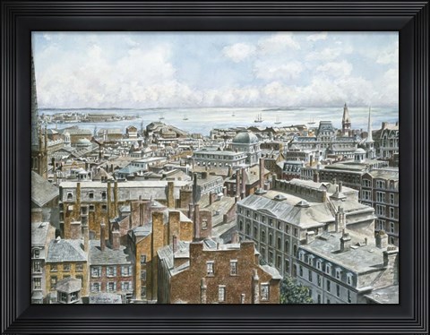 Framed Boston,  East From St. House 1876 Print