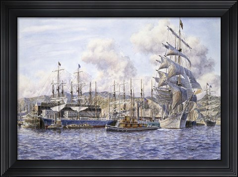 Framed Long Wharf,  Santa Monica Print