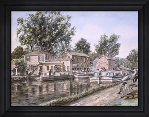 Framed Weigh Locks On Penn Canal Print