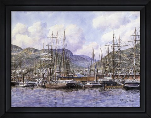 Framed Honolulu Harbor, c.1898 Print
