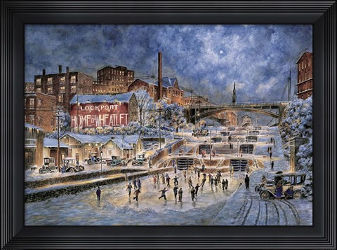 Framed Skating Party, Lockport NY,  c. 1905 Print