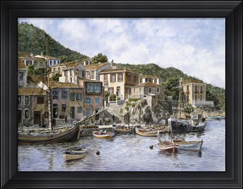 Framed Kokkari Samos, Greece, Fisherman&#39;s Corner Print